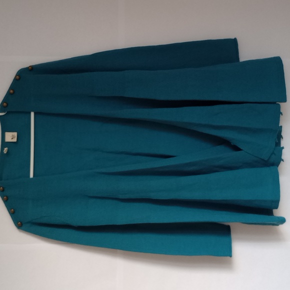 Anthropologie Moth Convertible Cardigan Pullover Teal Blue Wool Sweater Small - Picture 3 of 11